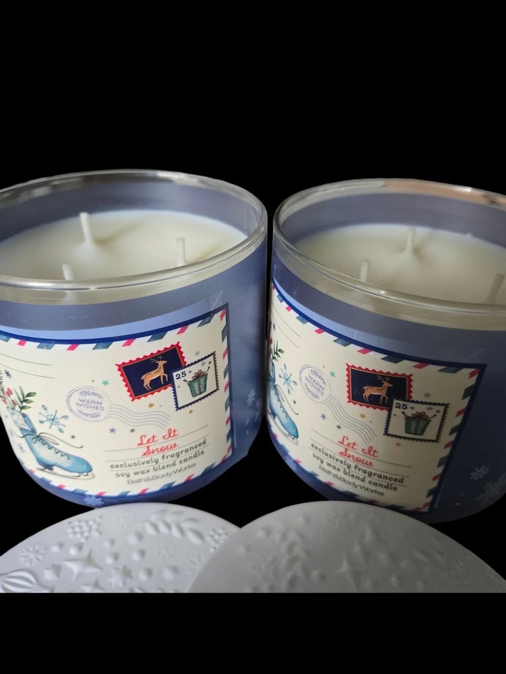 2 pc Bath & Body Works Let It Snow 3-Wick Candles - NEW!!